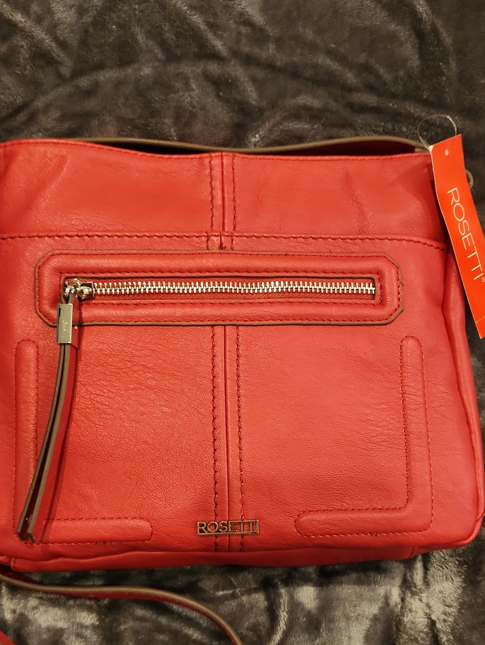 Rosetti Red Leather Crossbody with Front Zip and Tassel